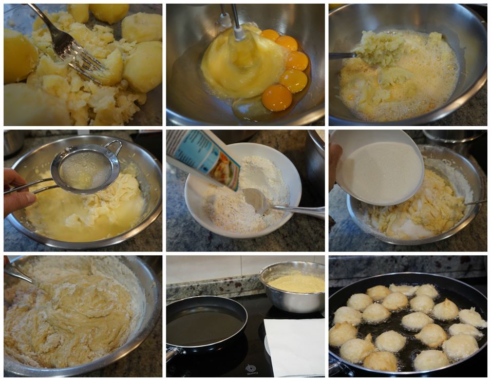 Buñuelos de patata dulces. Preparación de la masa
