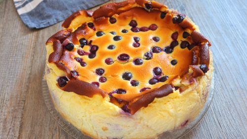 Tarta de queso con arándanos